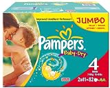 Pampers Baby Dry, Windeln  Gr.4 Maxi 7-18kg Jumbopack, 2er Pack (2 x 82 Stück)