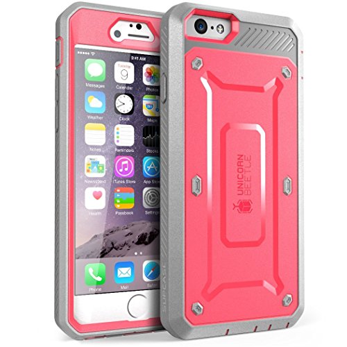 iPhone 6S Case, SUPCASE Apple IPhone 6 Case / 6S 4.7 Inch [Unicorn Beetle Pro] Rugged Holster Cover with Builtin Screen Protector (Pink/Gray)