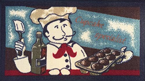 Non-skid Rubber Backed Accent Rug Doormat 18"x31" Cupcake Chef Entry Kitchen Bathroom Mat