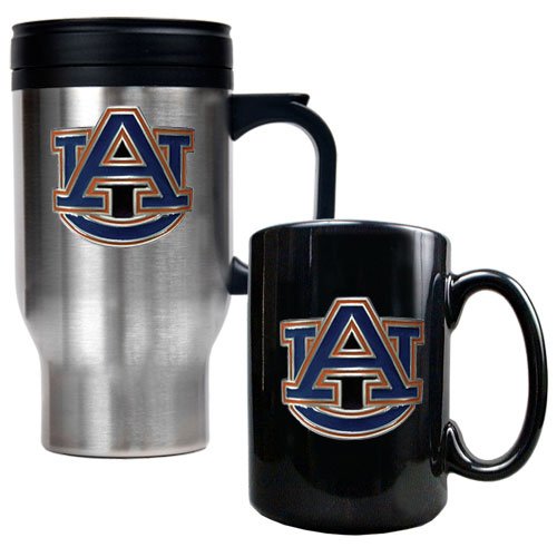 Auburn Tigers NCAA Stainless Travel Mug And Ceramic Mug Set