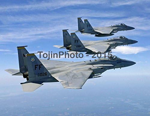F-15 Eagles in a 3 ship formation over the Atlantic Ocean (8.5 x 11)