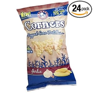 Medora Snacks Corners Garlic Popped Corn Tortilla Chips, 1.5-Ounce Bags (Pack of 24)