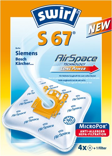 Swirl S 67 Papierbeutel MicroPor Power Filter Geruchs-Stopp+Hepa-Filtration