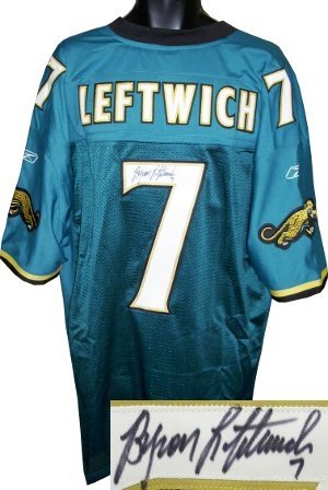 Byron Leftwich Autographed/Hand Signed Jacksonville Jaguars Reebok Authentic Teal Jersey