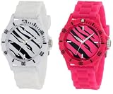 Breda Women's 2196.setwhite&pinkzebra Maya Zebra Sport Jelly Watch Set