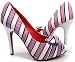 Red White Blue Patriotic Stripes! Satin Peep-Toe Pumps Bows