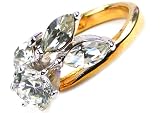 Genuine 18k Yellow Gold Plated 4-Stone 3/4 Carat Round Brilliant & Marquise Shape 1.5 Carat Diamond Flower Engagement Ring, Size 5