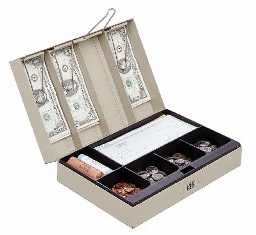 MMF Industries Steel Cash Box with Lock and Handle, Sand (221619003)