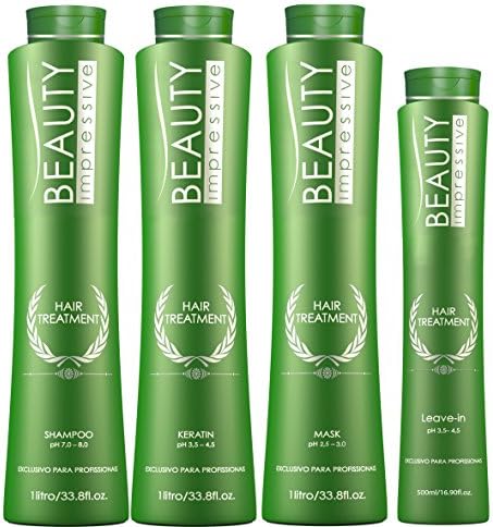Brazilian Keratin Hair Treatment Professional Strength - 4 Products -Shampoo(1L) Keratin (1L) Mask (1L) Leave-in (500ML) 15+ applications
