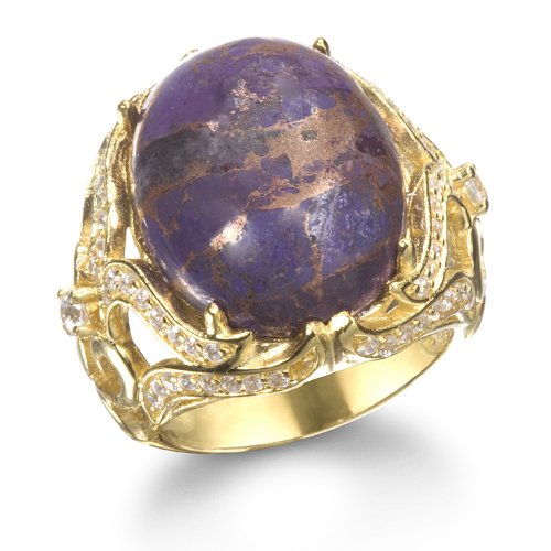 COPPER BLOCKED PURPLE TURQUOISE COCKTAIL RING 