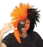 Sports Wig- Orange and Black - Adult Std.
