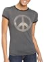 Realitee Women's Short Sleeve Peace Rhinestuds Scoop Tee
