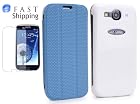 Samsung Galaxy S3 Case / S III Flip Cover with Anti-glare screen protector Guard + Envydeal Velcro Cable Tie (Blue/White)
