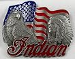 Indian American Flag Enamel Motorcycle Pewter Belt Buckle