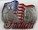Indian American Flag Enamel Motorcycle Pewter Belt Buckle