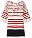 My Michelle Girls' Striped Tie Back A Line Shift Dress with Lace Bell Sleeves