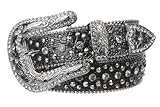 Snap On Western Cowgirl Alligator Rhinestone Studded Leather Belt Size: S/M - 34 Color: Black
