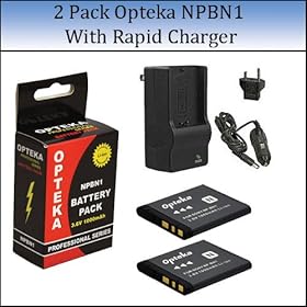 2 Pack of High Capacity Opteka NP-BN1 1000mAh (2000mAh Total) Ultra High Capacity Li-ion Battery Pack With 1 Hour AC/DC Rapid Charger for Sony CyberShot DSC-T99, DSC-TX5, DSC-TX7, DSC-TX9, DSC-W310, DSC-W320, DSC-W330, DSC-W350, DSC-W380, DSC-W390 & DSC-WX5 Digital Cameras