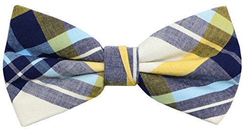 Ocia mens cotton plaid handmade bow tie -om78