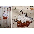 Kinderzimmer Gardine Vorhang Piratenschiff natur Doppelpack 200 cm lang