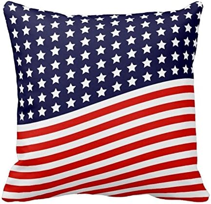 Cotton Stripe Pattern Pillowcase American Flag - Red, White And Blue Usa Throw Pillow Covers 18 x 18