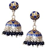 Boucles d'oreilles clochettes - Argent 925 et peinture emaill�e - Bleu et jaune - Mode femme indiennepar ShalinIndia