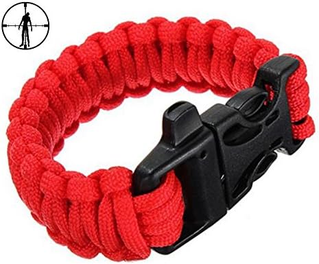 Self Rescue Survival Paracord Bracelet 550lbs With Whistle (Red)