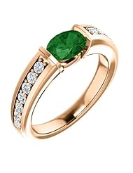 14K Rose Gold 7.00x5.00mm Oval Cut Chrome Tourmaline and Diamond Ring -- LIFETIME WARRANTY