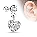 BodyJ4You Clear Crystal Heart Dangle Cartilage Tragus Earring 16G