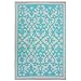 Fab Habitat 753182462820 4-Feet by 6-Feet Venice Outdoor Rug, Cream and Turquoise