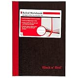 Black n' Red Casebound Notebook, Ruled, 8.5 x 5.87 Inches, White, 96 Sheets per Pad (E66857)