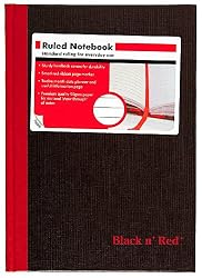 Black n' Red Casebound Notebook, Ruled, 8.5 x 5.87 Inches, White, 96 Sheets per Pad (E66857)
