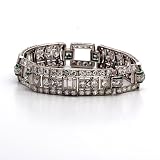 Antique Deco Emerald Diamond Platinum Bracelet