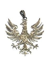 925pf Silver 16th c. Eagle Pendant with Rope Bails, 1.7" H