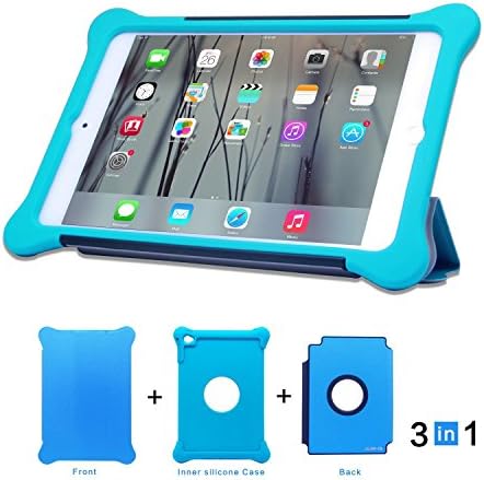 JUNCH Ipad Mini 4 Case, Prime Series Armor Shield Cover Flip Stand Case with Retina Display Lightweight Leather Silicone Dual Layer Protection Shockproof Magnetic Smart Cover Case (Blue)