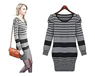 Striped Print Round Neck  Dress