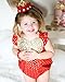 Baby Girl Gold Heart Print Bodysuit Romper Jumpsuit Outfits Playsuit Clothes (0-6months, Red)