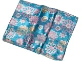 Aqua & Pink Flower Power Satin Stripe Oblong Scarf / Sash Belt / Headband