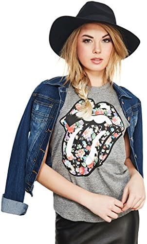 Wet Seal Women's Rolling Stones Floral Tank M Heather Gray