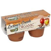 LeRoux Cree Organic Apple & Cinnamon Sauce, 4-Ounce, 4-Count Cups (Pack of 6)