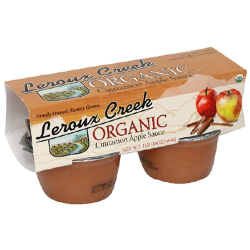 LeRoux Cree Organic Apple & Cinnamon Sauce, 4-Ounce, 4-Count Cups (Pack of 6) by Apple Sauce Cups