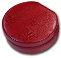 Red Leather Jewelry Box -Small Round