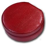 Red Leather Jewelry Box -Small Round