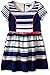My Michelle Girls' Big Striped Skater Dress with Contrasting Side Panels Skirt Hem and Piping