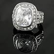 Silvertone Cushion-cut CZ Fashion Ring