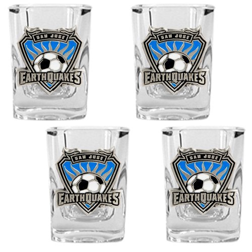 San Jose Earthquakes MLS 4pc Square Shot Glass Set - Primary Team Logo