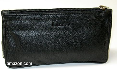 Castleford XL Black Leather Pipe Tobacco Pouch Case w 2 Pipe Pockets