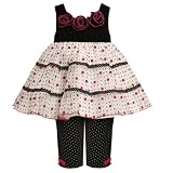 Bonnie Jean Baby/NEWBORN 3M-9M 2-Piece BLACK WHITE PINK TRIPLE ROSETTE NECKLINE MESH OVERLAY Special Occasion Party Dress/Legging Set