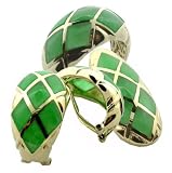 Green Jade Diamond Back Earring, Ring and Pendant Set, 14k Gold