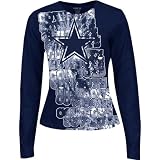Dallas Cowboys Women's Navy Slanted Tye Dye Long Sleeve Garment Washed Tee